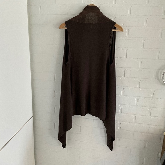 Anthropologie x Shae Knit Sweater vest Open Cardigan Brown Silk Cashmere Sz XS - Picture 10 of 12